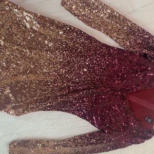 Sequin Long Sleeve Mini Dress